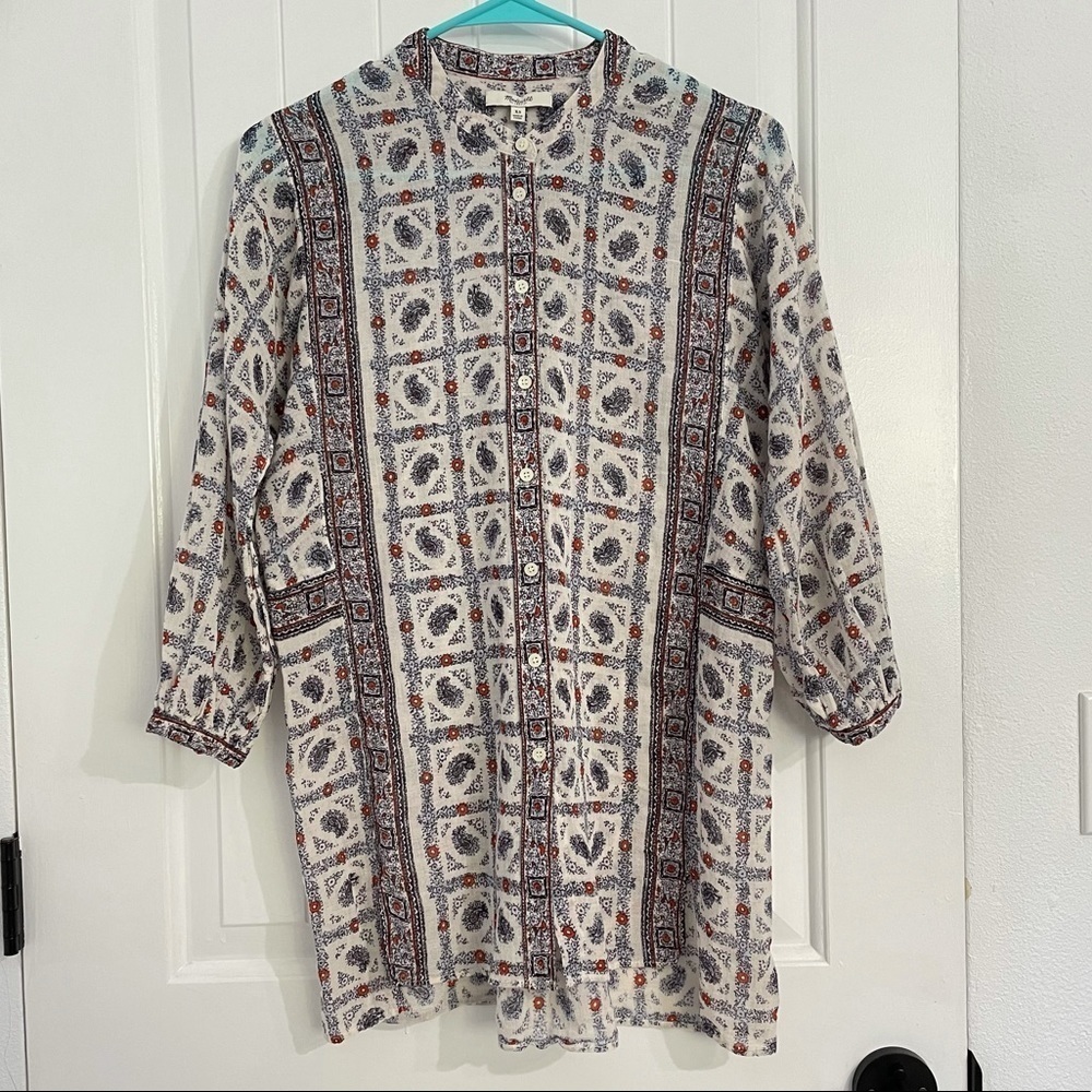 Madewell Paisley Prints Tunic 3/4 Sleeves Shirt